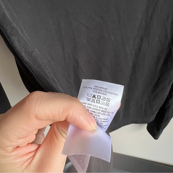 Lucky Brand Black Ribbed Long Sleeve Henley Top - Picture 4 of 5